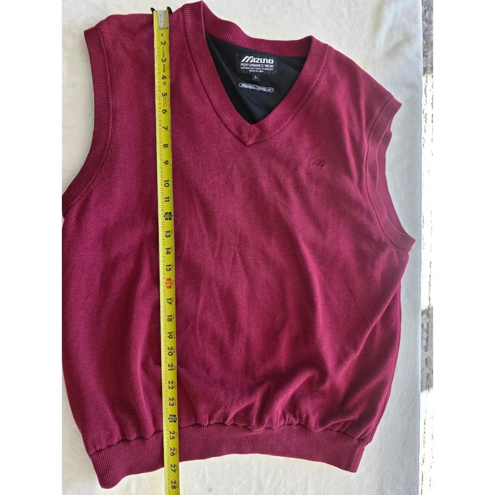 Mizuno Performance Wear V Neck‎ Sweater Vest Men's Large Burgundy Golf Casual